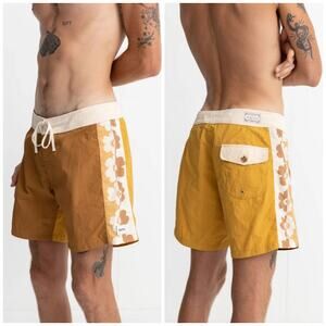 NEW! Rhythm. Men's Boardies Heritage Floral Trunk Dijon 32 Summer Surf